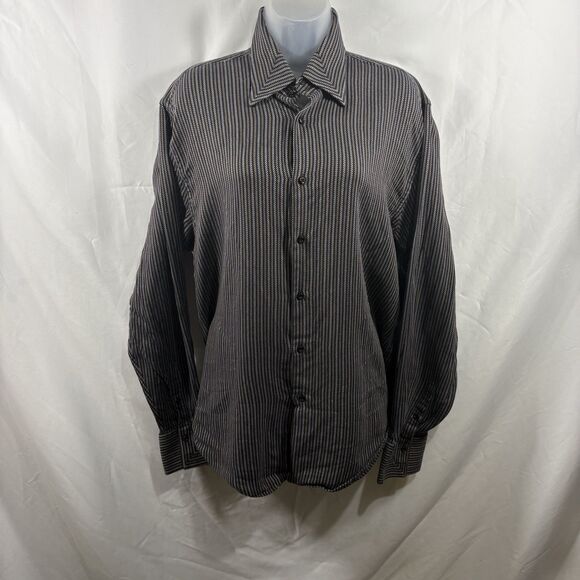 Equilibrio Italia Men's XL Striped Button-Down Dress Shirt Luxury Business - Picture 1 of 16